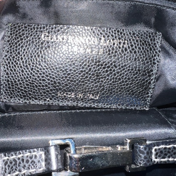 Gianfranco Lotti Firenze Handbag Black Pebbled Leather Made in Italy Purse - Picture 9 of 13